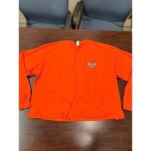 Southern Girl Halloween Graphic Orange Cropped Long Sleeve Tee Size X-Large